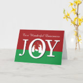 赤と緑のJOYにクリスマス カード (黄色い花)