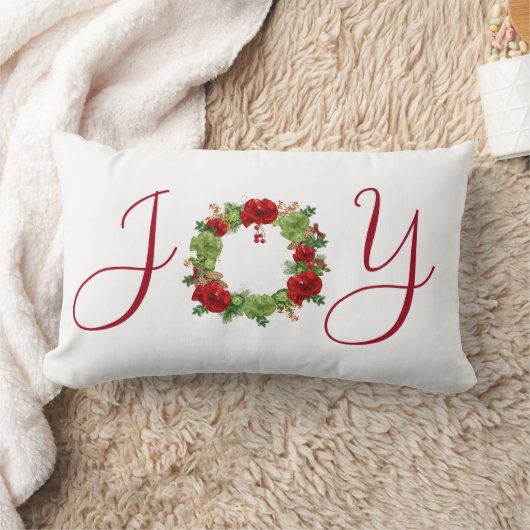 赤と緑のJOYリース追加の名前クリスマス ランバークッション (ブランケット)