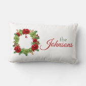 赤と緑のJOYリース追加の名前クリスマス ランバークッション (裏面)