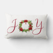 赤と緑のJOYリース追加の名前クリスマス ランバークッション (正面)