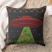 赤と緑のUFOトラクタービーム醜いクリスマス クッション (ブランケット)