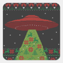 赤と緑のUFOトラクタービーム醜いクリスマス