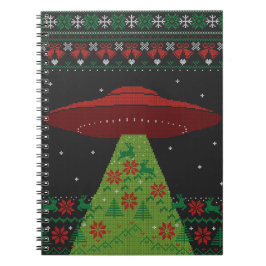 赤と緑のUFOトラクタービーム醜いクリスマス ノートブック