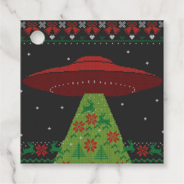 赤と緑のUFOトラクタービーム醜いクリスマス フェイバータグ