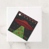 赤と緑のUFOトラクタービーム醜いクリスマス フェイバータグ (インサイチュ)