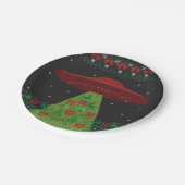 赤と緑のUFOトラクタービーム醜いクリスマス ペーパープレート (アングル)