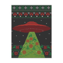 赤と緑のUFOトラクタービーム醜いクリスマス