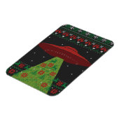 赤と緑のUFOトラクタービーム醜いクリスマス マグネット (左側)
