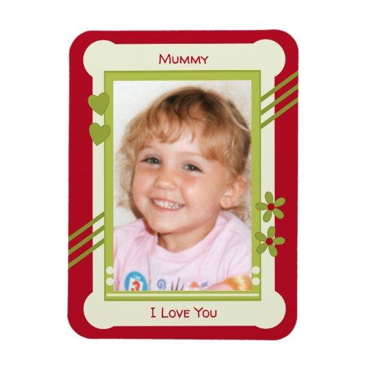 赤と緑はミイラの写真を愛している マグネット (縦)