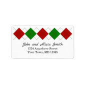 赤と緑アーガイル |休日の住所 シール (正面)