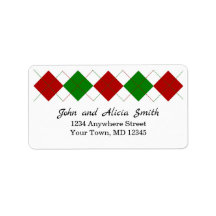 赤と緑アーガイル |休日の住所 シール