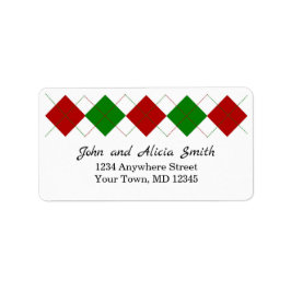 赤と緑アーガイル |休日の住所 シール