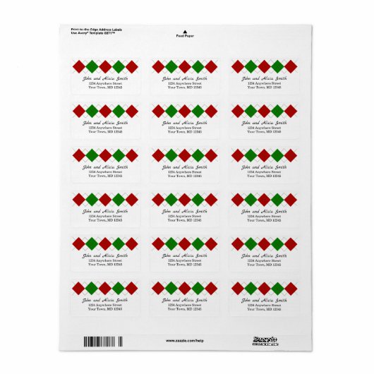 赤と緑アーガイル |休日の住所 シール (フルシート)