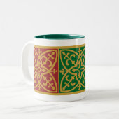 赤と緑ゴシックのホリデーコーヒーマグ ツートーンマグカップ (正面左)