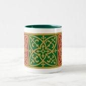 赤と緑ゴシックのホリデーコーヒーマグ ツートーンマグカップ (中央)