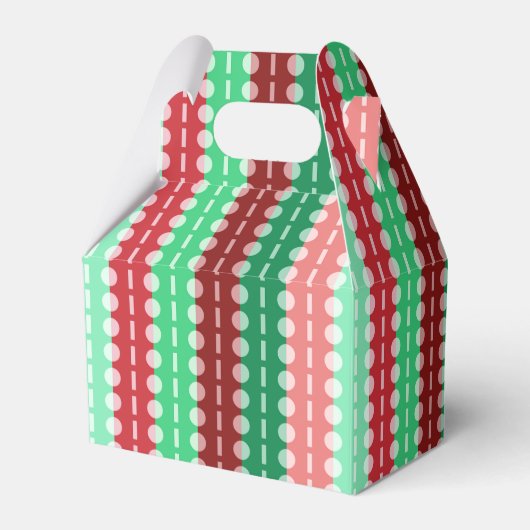 赤と緑ストライプの切妻のクリスマスサークル フェイバーボックス (裏面サイド)