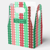 赤と緑ストライプの切妻のクリスマスサークル フェイバーボックス (オープン)