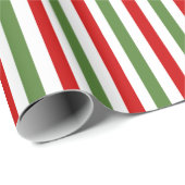 赤と緑ストライプの ラッピングペーパー (ロールコーナー)