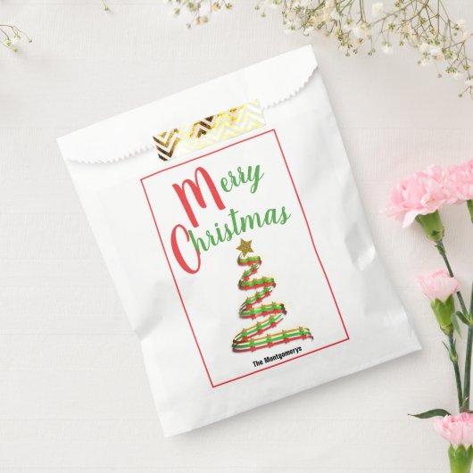 赤と緑タイポグラフィ抽象芸術クリスマスツリー フェイバーバッグ (封をした状態)