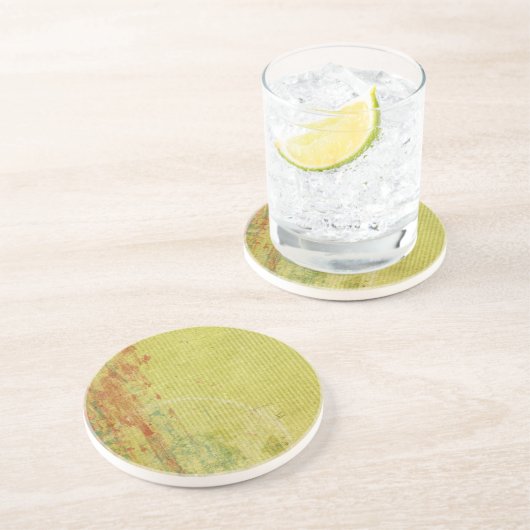 赤と緑絵を描のヴィンテージ壁紙抽象芸術 コースター (側面)