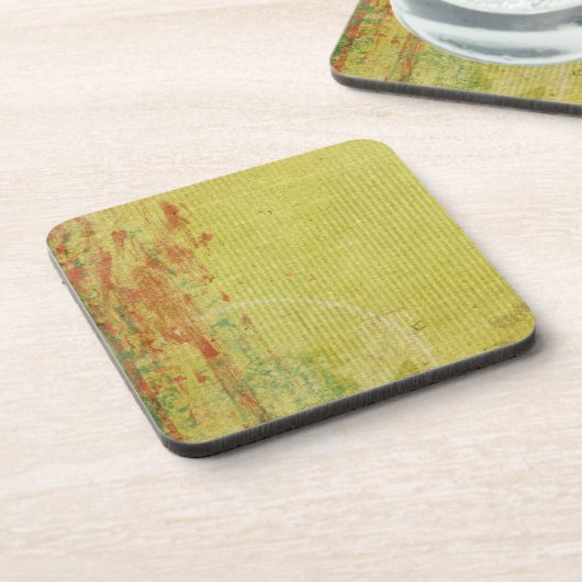 赤と緑絵を描のヴィンテージ壁紙抽象芸術 コースター (左側)