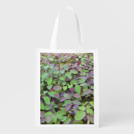 赤と緑葉の枝の写真 エコバッグ