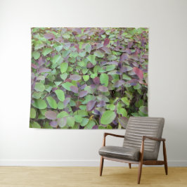 赤と緑葉の枝の写真 タペストリー