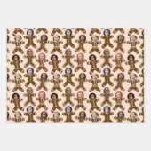 赤と緑6枚の写真ジンジャーブレッド人の休日 ラッピングペーパーシート (正面3)