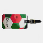 赤と緑、サッカーバッグ名タグ ラゲッジタグ (正面横)