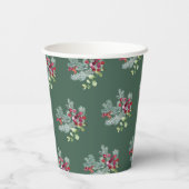 赤と緑 |ホリー・クリスマス・リーフ植物学 紙コップ (裏面)