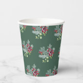 赤と緑 |ホリー・クリスマス・リーフ植物学 紙コップ (正面)