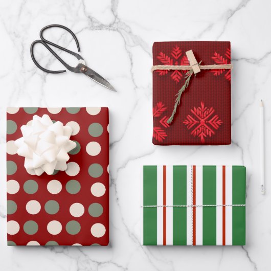 赤と緑 ラッピングペーパーシート (正面)