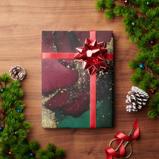 赤と緑 ラッピングペーパー (クリスマスギフト)