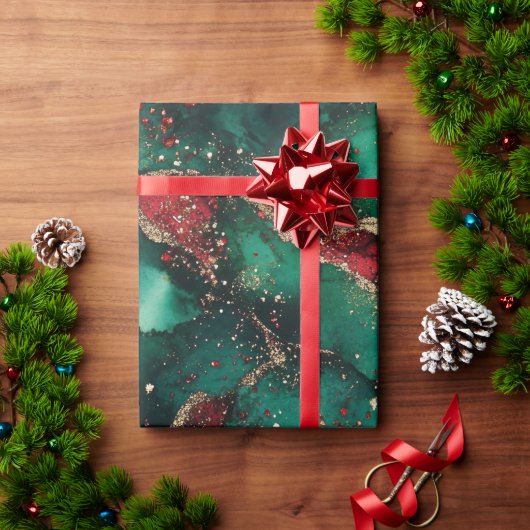 赤と緑 ラッピングペーパー (クリスマスギフト)