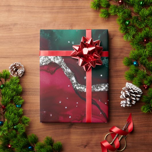 赤と緑 ラッピングペーパー (クリスマスギフト)