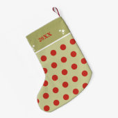 赤と緑、写真と名前の最初 スモールクリスマスストッキング (裏面 (吊り時))