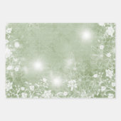 赤と緑（白いポインセチアと花）  ラッピングペーパーシート (正面3)