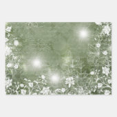 赤と緑（白いポインセチアと花）  ラッピングペーパーシート (正面3)