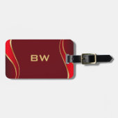 赤と縁ど金ゴールドの赤の荷札 ラゲッジタグ (正面横)