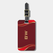 赤と縁ど金ゴールドの赤の荷札 ラゲッジタグ (正面縦)