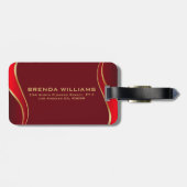 赤と縁ど金ゴールドの赤の荷札 ラゲッジタグ (裏面横)