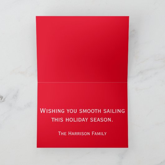 赤と航海の緑の水玉模様の白いいかり シーズンカード (内部)