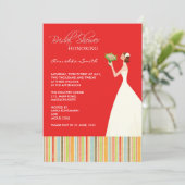 赤と色のストライプブライダルシャワー招待状 招待状 (スタンド正面)