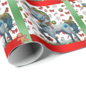 赤と芸術品を気取った緑のホリデーラッピング紙 ラッピングペーパー (ロールコーナー)