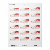 赤と苔の竹葉の中国の結婚住所 ラベル (フルシート)