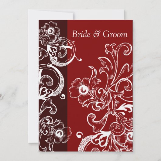 赤と茶のフローラ結婚式招待状 招待状 (裏面)