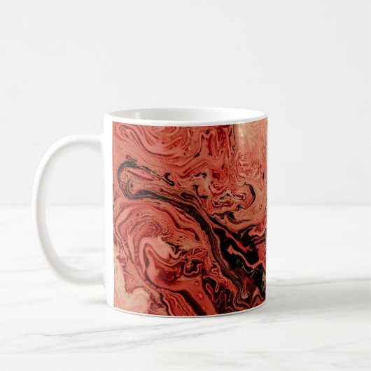 赤と茶の抽象芸術芸術 コーヒーマグカップ (左)