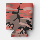 赤と茶色のカモフラージュ ミリタリー 軍 缶クーラー (正面)