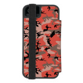 赤と茶色のカモフラージュ 名前をカスタマイズ INCIPIO iPhoneウォレットケース (フォリオ裏面)
