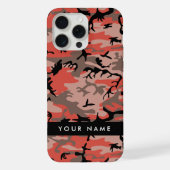 赤と茶色のカモフラージュ 名前をカスタマイズ iPhoneケース (裏面)